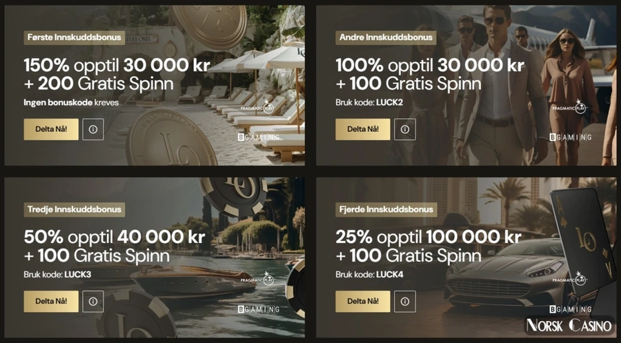 Lucky Ones Casino velkomstbonus og gratisspinn
