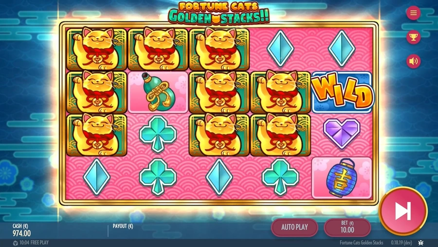 Fortune Cats Golden Stacks bonus gullkatt stabler