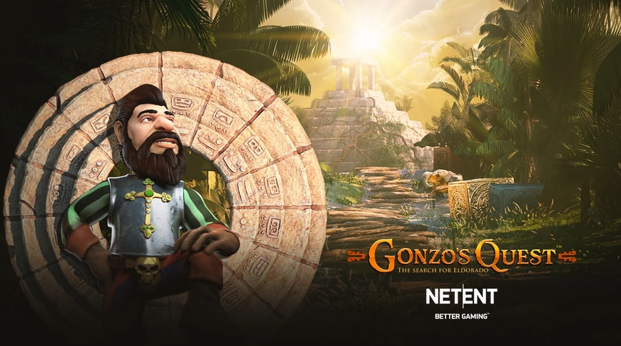 Gonzos Quest aztekersymboler steinblokker spillflate